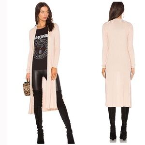 Lovers + Friends Davenport Ribbed Knit Cardigan Duster in Nude Sz XS
